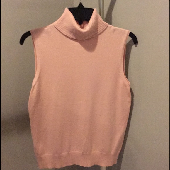 Pretty Palest Pink sleeveless tneck sweater - Picture 2 of 3